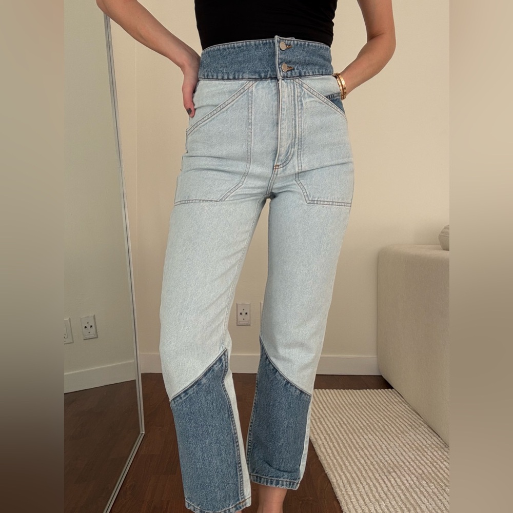 ba&sh High-Rise Blue Two-Tone Jeans - Picture 2 of 5